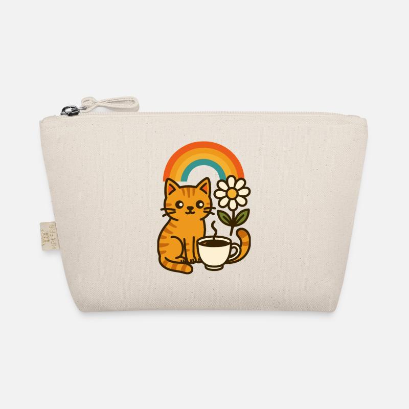 Kaffee, Katze und Regenbogen Bio-Täschchen