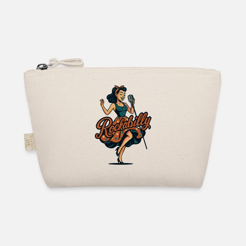Rockabilly Kohlemikrofon Singen 50er Geschenk Bio-Täschchen