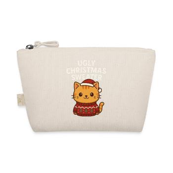 Cat Ugly Christmas Sweater - Organic Pouch - nature - Front