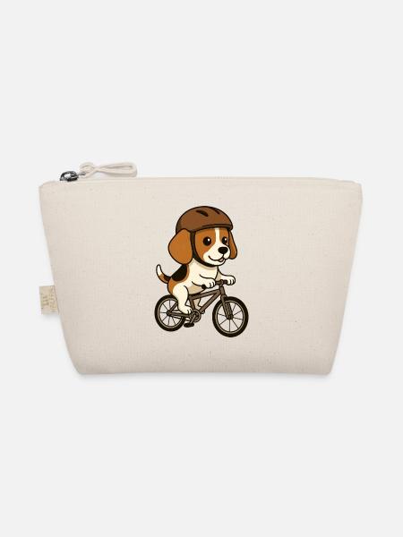 Süßer Beagle mit Fahrradfahrer Cartoon Kinder - Bio-Täschchen - Natur