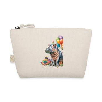 Hippo Birthday Party with Balloons - Organic Pouch - nature - Front