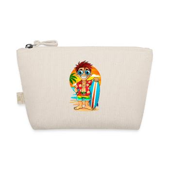 Cheerful Surfer with surfboard on the beach. - Organic Pouch - nature - Front