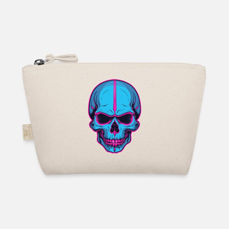 Neon Skull Blaue Schädelflair Bio-Täschchen
