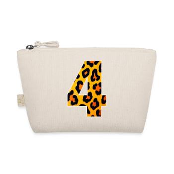 Leopard Print Numeral 4 Fire Orange - Organic Pouch - nature - Front