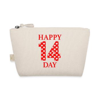Happy 14 Day – Valentine Hearts Number Love Design - Bio-Täschchen - Natur - Vorne