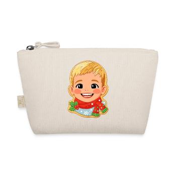 Biscuit motif cheerful winter child with scarf - Organic Pouch - nature - Front