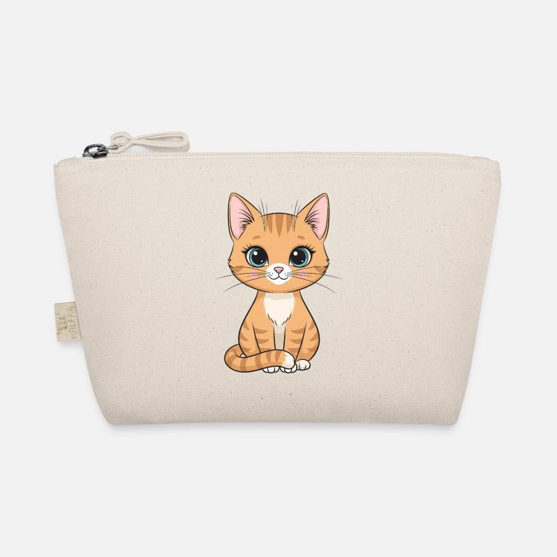 Kitten Cartoon: Orange Striped Fur Organic Pouch