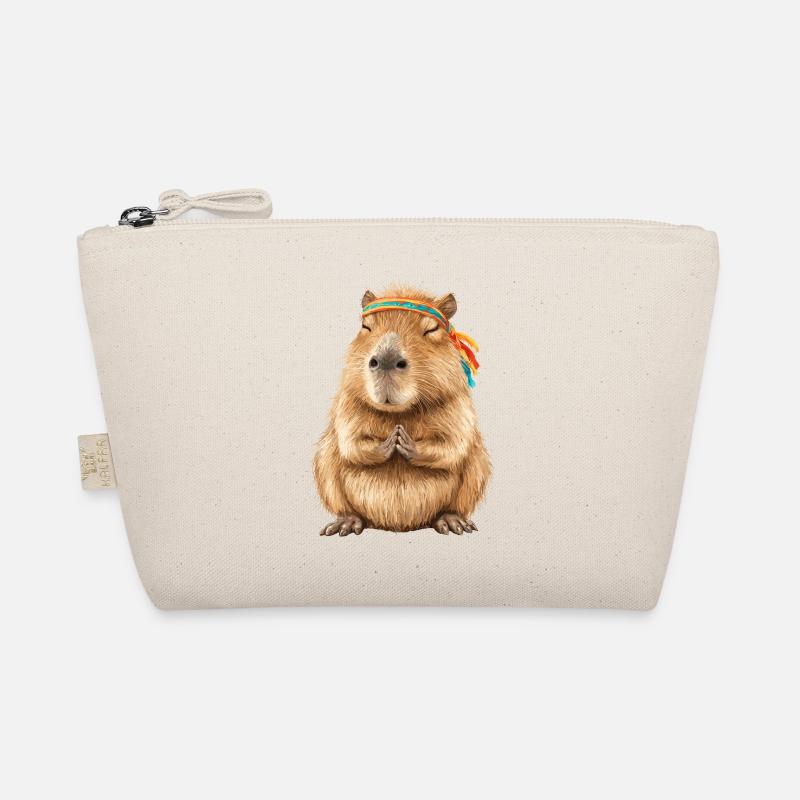 Capybara in Meditationspose mit Stirnband - Bio-Täschchen - Natur