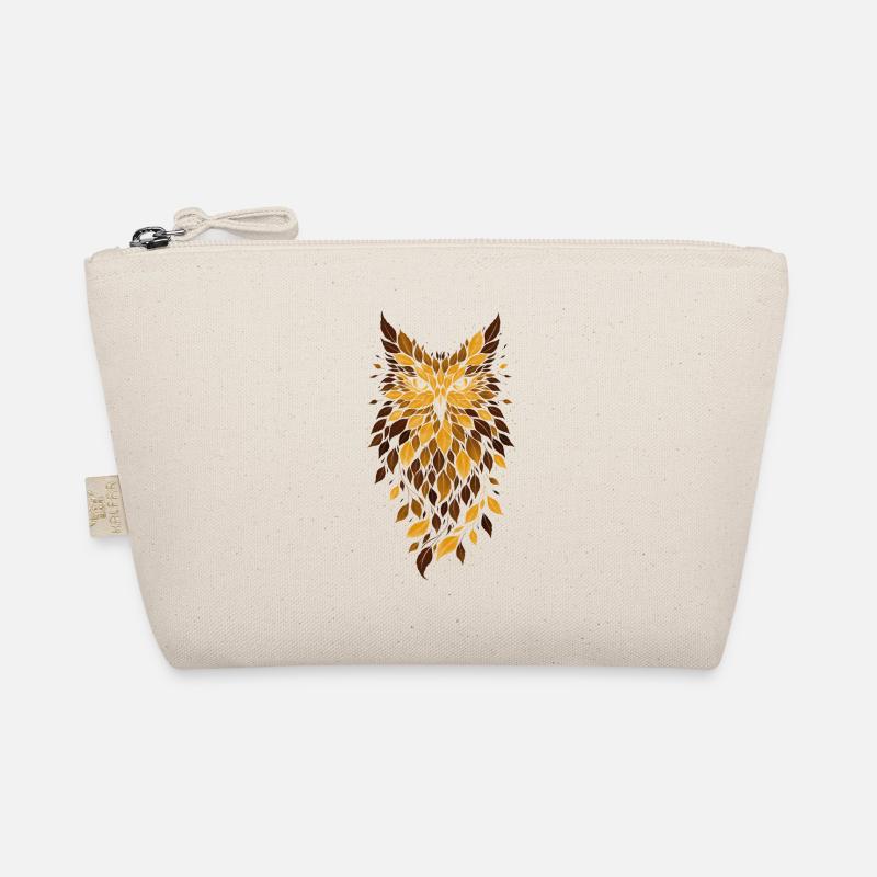 Golden Owl Leaf Pattern Organic Pouch