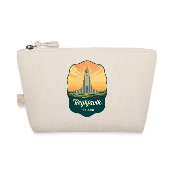 Reykjavik Island Retro Sonnenuntergangsabzeichen - Bio-Täschchen - Natur - Vorne