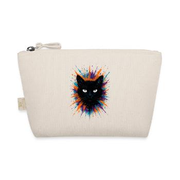 Schwarze Katze Aquarell-Splash-Kunst - Bio-Täschchen - Natur - Vorne