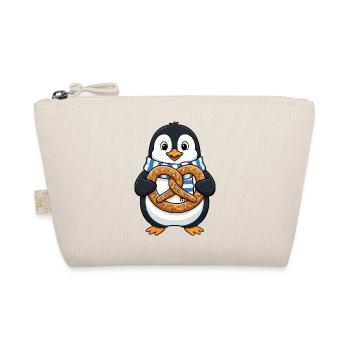 Cute Penguin with Pretzel Bavaria Cartoon - Organic Pouch - nature - Front