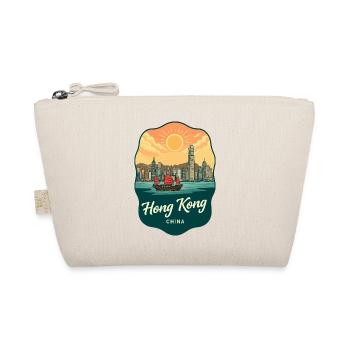 Hongkonger Victoria Harbour Retro-Sonnenuntergangsabzeichen - Bio-Täschchen - Natur - Vorne