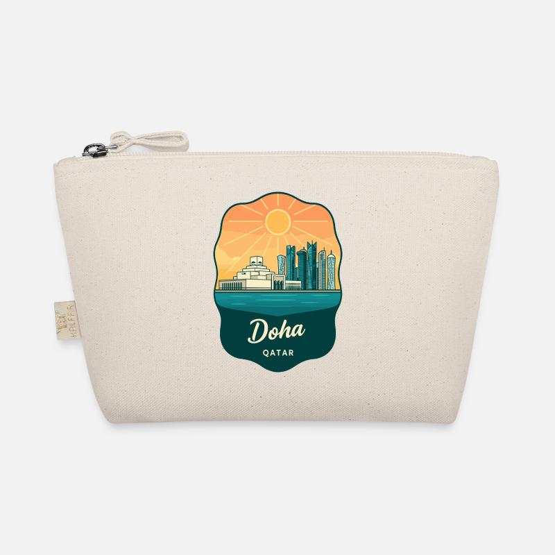 Badge de voyage Doha Qatar Vintage Sunset Trousse biologique