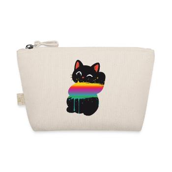 Süße Katze Regenbogen Splash Silhouette  - Bio-Täschchen - Natur - Vorne