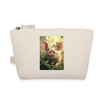 Happy pig in the hemp forest - Organic Pouch - nature - Front