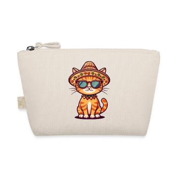 Cat Comic Funny Sombrero - Organic Pouch - nature - Front