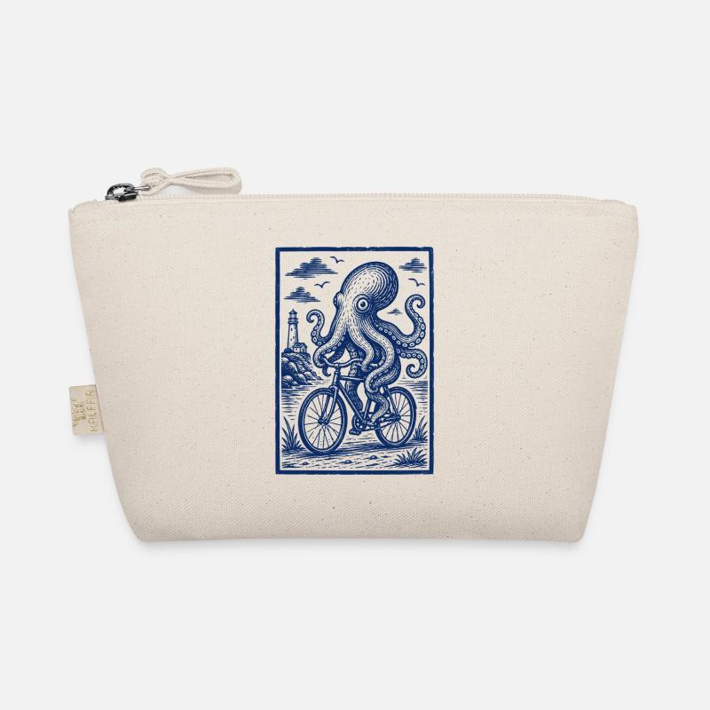 Pieuvre à vélo – Gravure sur bois maritime Trousse biologique