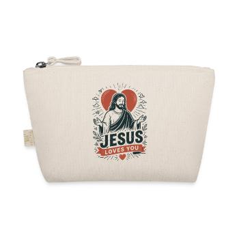 Jesus Loves You Heart Design - Organic Pouch - nature - Front