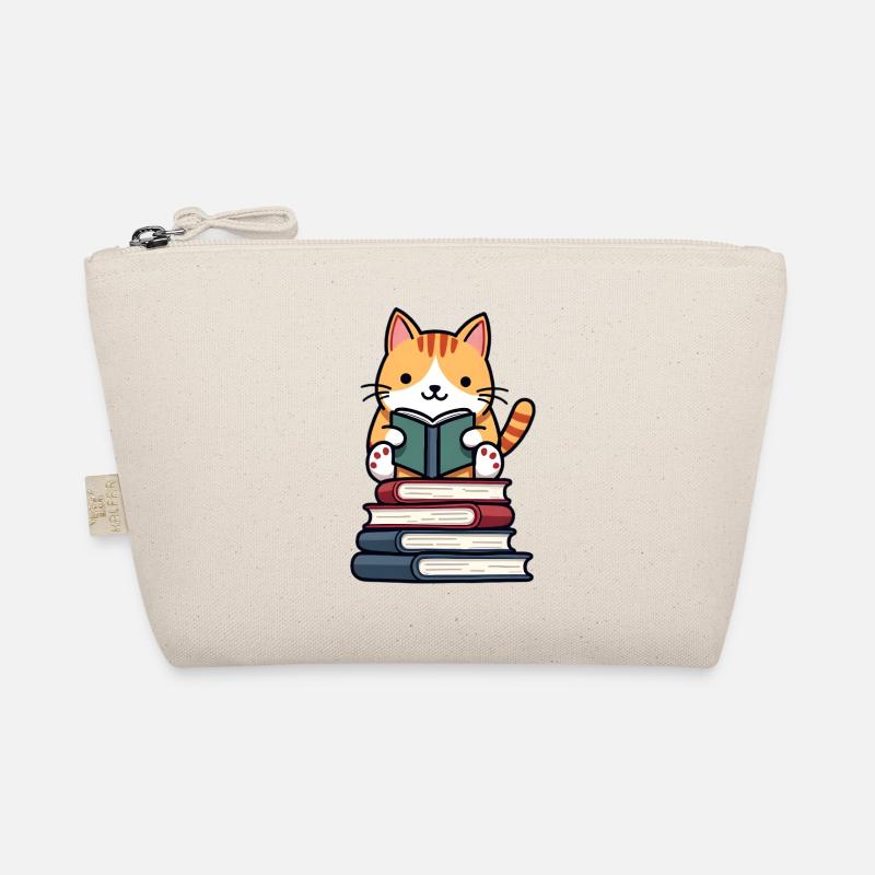 Cat reading a book Organic Pouch