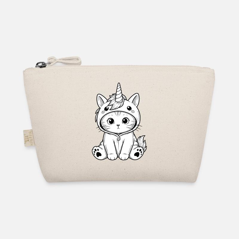 Katzchen Einhorn Hoodie - Bio-Täschchen - Natur