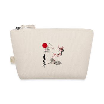 Japan Tiger Ukiyo-e mit Kirschblüten und Pagode - Bio-Täschchen - Natur - Vorne