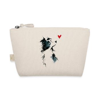 Border Collie Watercolor Heart Dog Gift - Organic Pouch - nature - Front