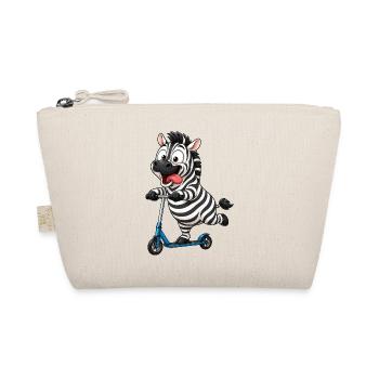 Funny Zebra on Scooter Cartoon - Organic Pouch - nature - Front