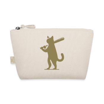 Minimalistische Katzen-Baseballspieler Silhouette - Bio-Täschchen - Natur - Vorne