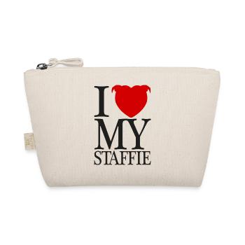 Ich liebe meinen Staffie mit Herzkopf - 008b - Bio-Täschchen - Natur - Vorne