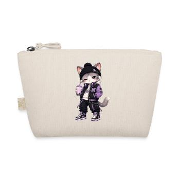 Lila städtische Kawaii-Katze - Bio-Täschchen - Natur - Vorne