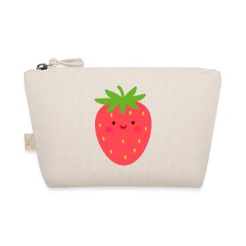 Red Kawaii Strawberry – Sweet Fruit Design - Organic Pouch - nature - Front