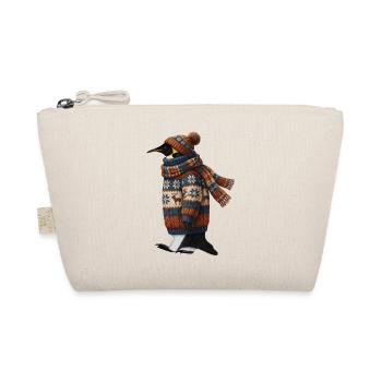 Pinguin im Strickpullover Winter Weihnachten - Bio-Täschchen - Natur - Vorne