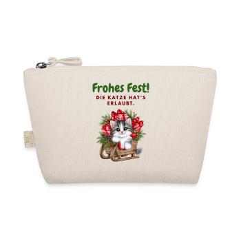 Frohes Fest... Weihnachen mit Katze - Bio-Täschchen - Natur - Vorne