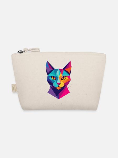 Katze Polygon geometrisch - Bio-Täschchen - Natur