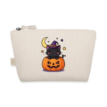 Halloween Katze im Kürbis – Kawaii Cat - Bio-Täschchen - Natur - Vorne