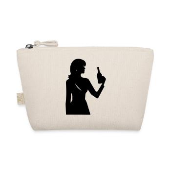 Frau mit Flasche im Profil Silhouette - Bio-Täschchen - Natur - Vorne