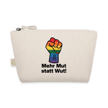 MEHR MUT STATT WUT BUNTER REGENBOGEN, NIE WIEDER - Bio-Täschchen - Natur - Vorne