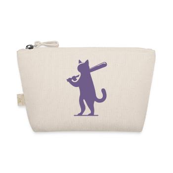 Minimalistische Katzen-Baseballspieler Silhouette - Bio-Täschchen - Natur - Vorne