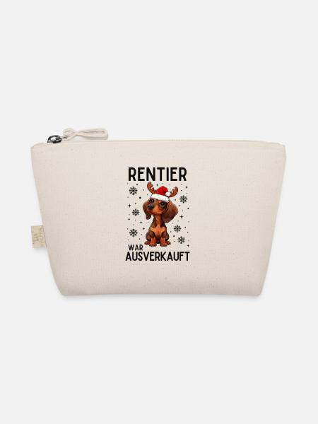 Rentier-Dackel Weihnachtshund - Bio-Täschchen - Natur