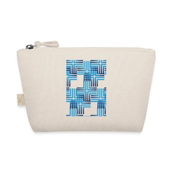 Geometrisches Blau-Raster Muster - Bio-Täschchen - Natur - Vorne
