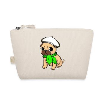 Beige Beret Mops - Bio-Täschchen - Natur - Vorne