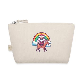 Hirsch Weihnachtsmann Regenbogen - Bio-Täschchen - Natur - Vorne