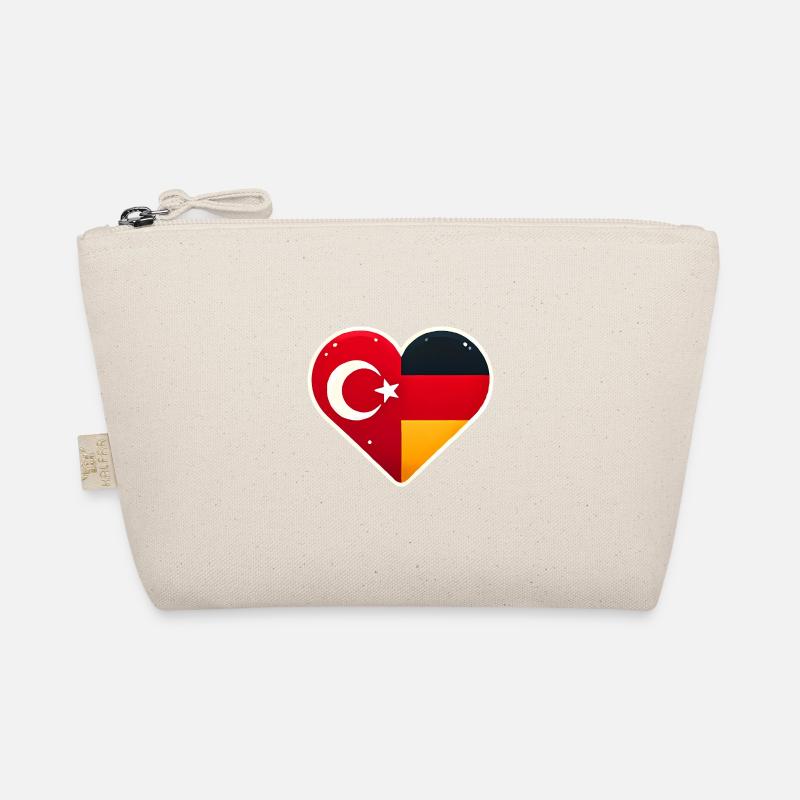 TurkishGerman Heart Flag Unity Organic Pouch