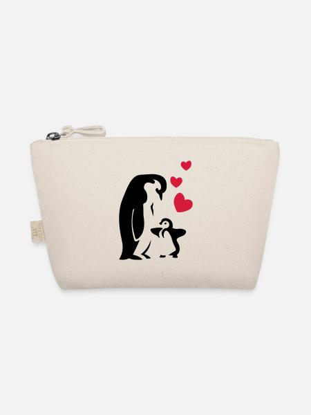 Pingouin papa / maman - bébé - Trousse biologique - nature - Devant