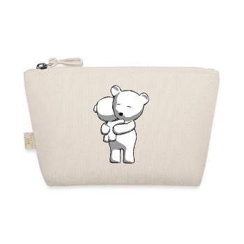 Ours en peluche avec enfant au look griffonné - Trousse biologique - nature - Devant