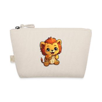 autocollant de dessin animé d’un lion mignon mangeant un hamburger - Trousse biologique - nature - Devant