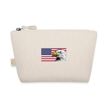 Amerika Flagge mit Adler personalisierbar - Bio-Täschchen - Natur - Vorne