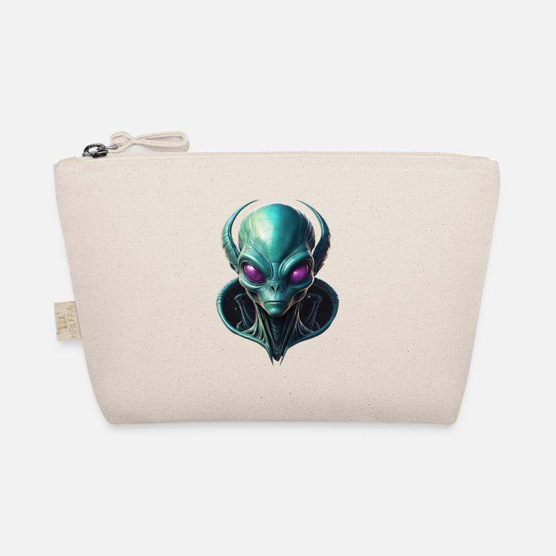 Alien Head with Galaxy Collar Organic Pouch