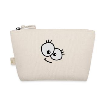 Cute looking cartoon face with big eyes - Organic Pouch - nature - Front